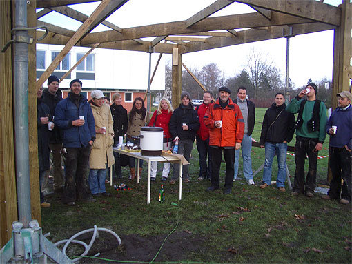 Studenten-Holzbaupavillon, Richtfest